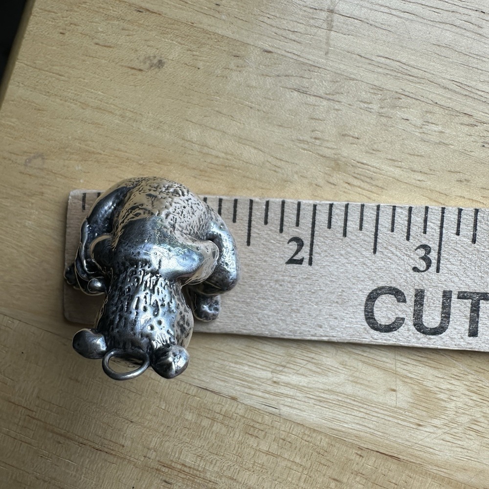 Vintage Sitting Panda Bear Bamboo‎ Puffy Pendant 1.75 Inch 925 Sterling 12.3g - Picture 8 of 10